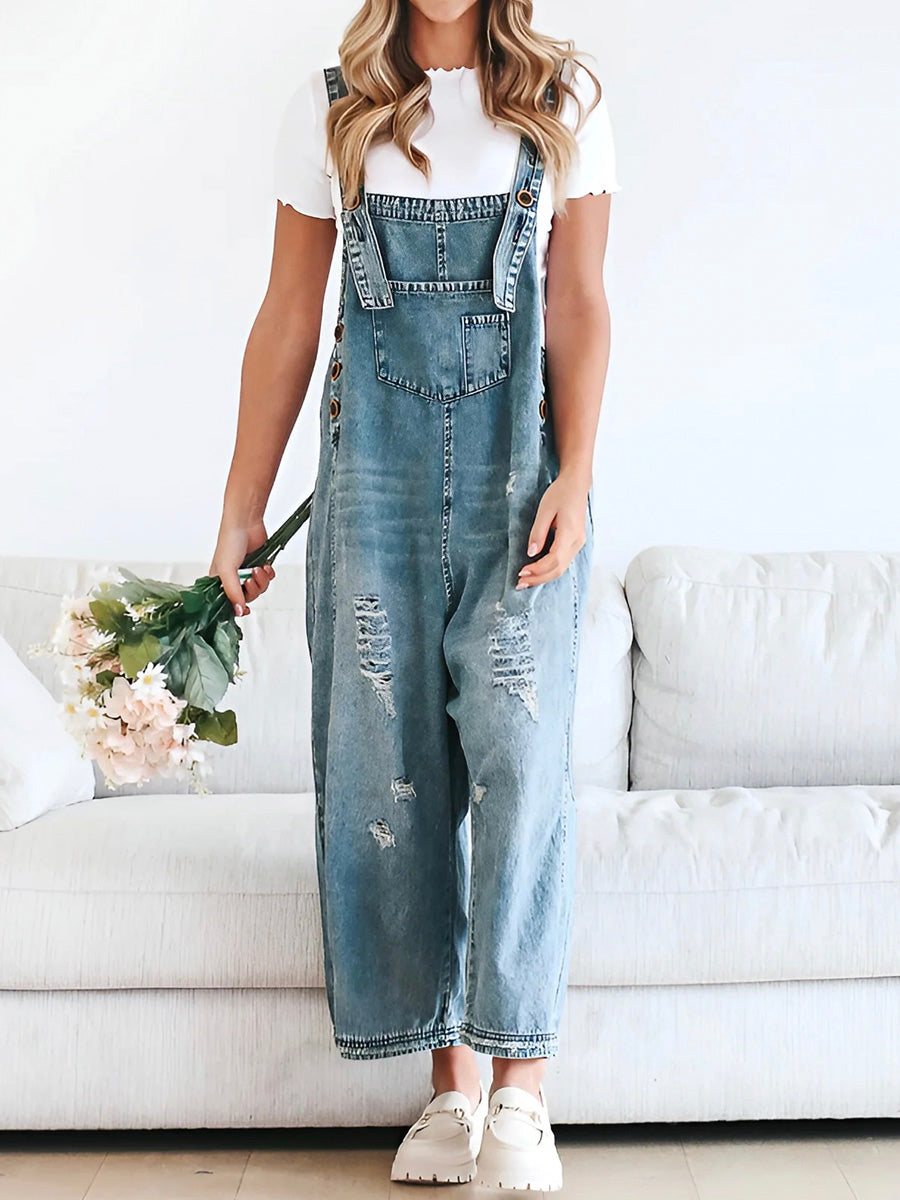 Thessa™ - Verwaschene Denim-Latzhose