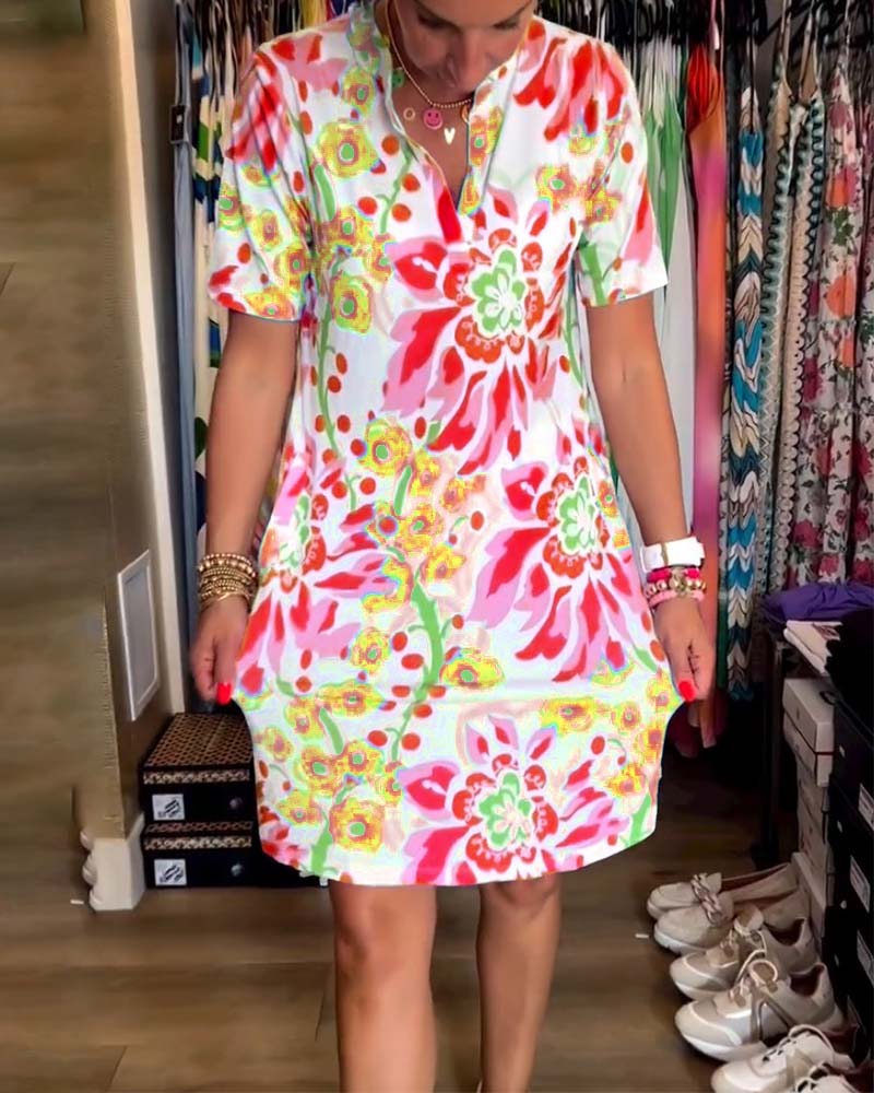 Federica™ - Kleid mit kurzen Ärmeln und floralem Druck