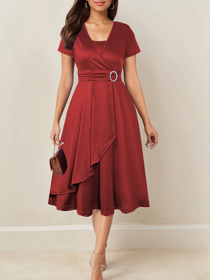 Hilda™ - Elegantes Abendkleid mit Strass-V-Ausschnitt