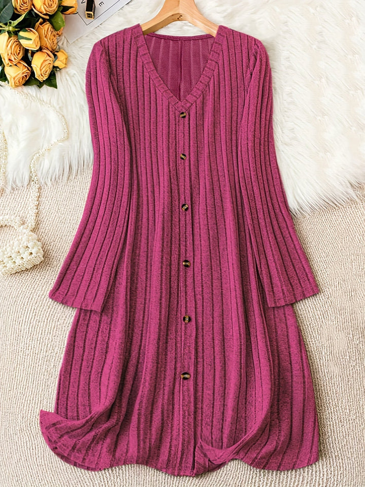 Madelyn™ - Zeitloses Plus-Size Rippknopfkleid