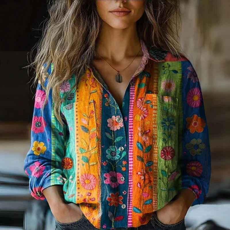 Lily™ - Bedrucktes Vintage-Bluse