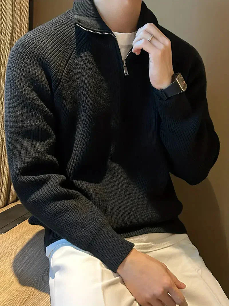 Brit & Boho™️ | Ethan Klassischer Strick-Zipper