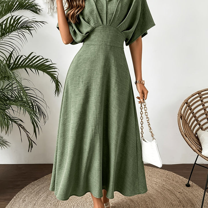 Vestido midi de mujer con escote en V