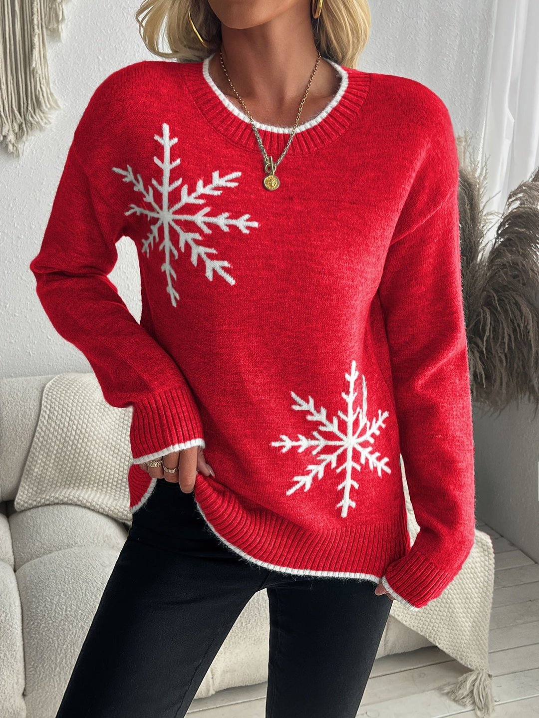 Emma | Damen Pullover mit Rundhalsausschnitt und langen Ärmeln