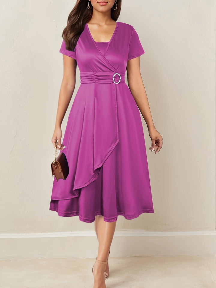 Hilda™ - Elegantes Abendkleid mit Strass-V-Ausschnitt