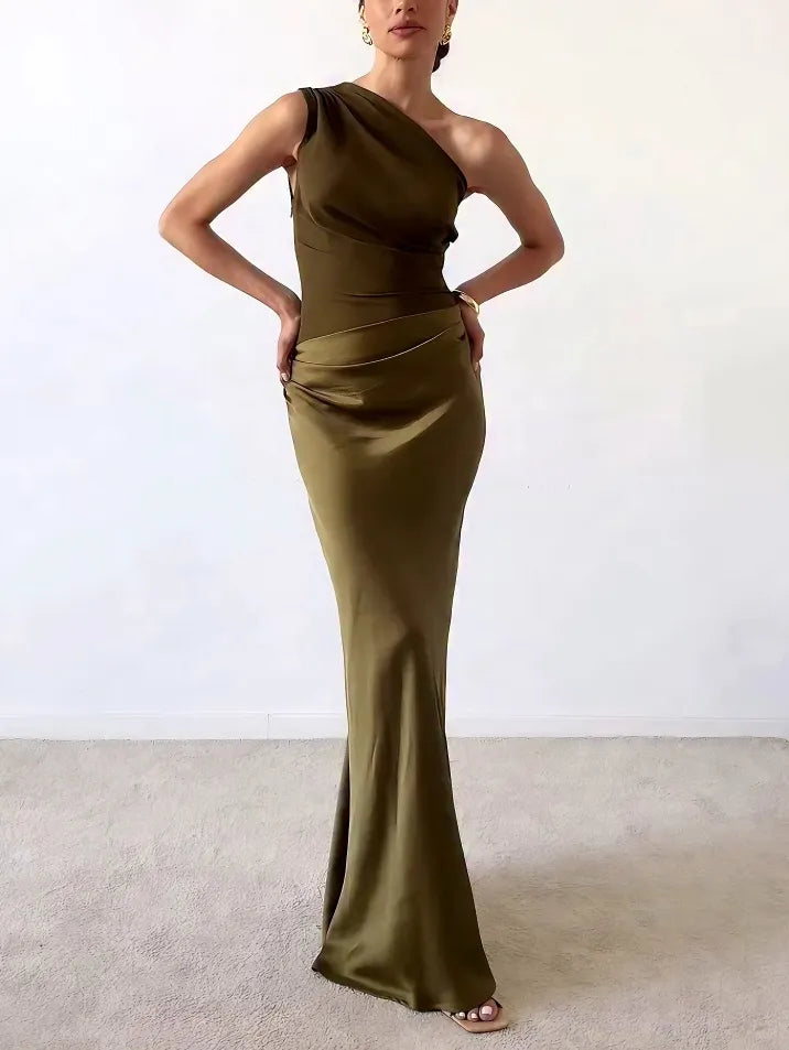 Anita™ | Schickes Ein-Schulter Plissee-Maxikleid für Partys