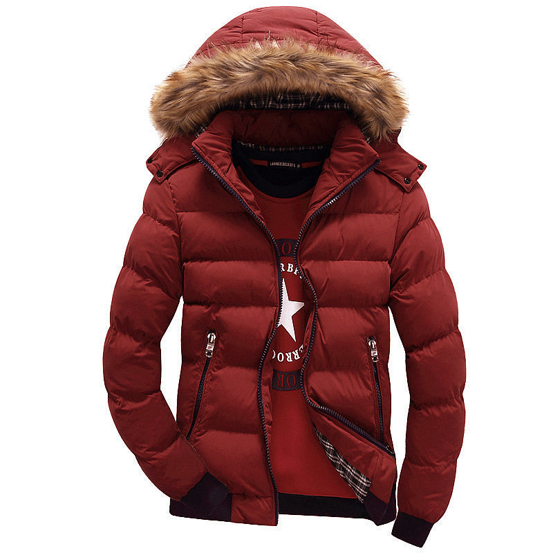 Herren Winterjacke mit Kapuze und Taschen, Langarm
