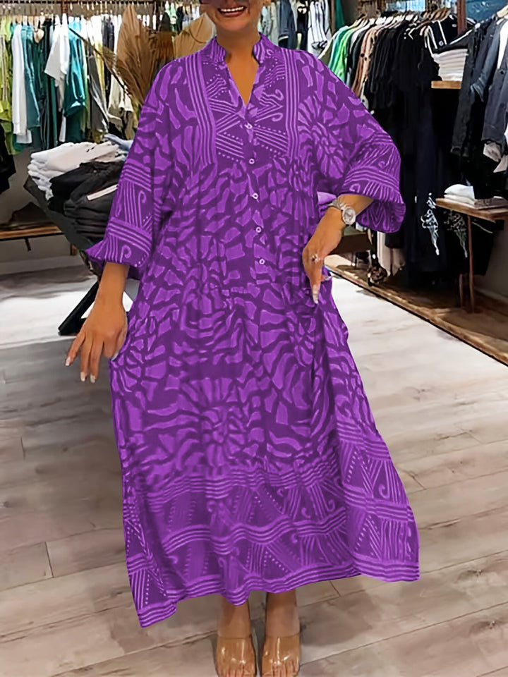 Mira | V-Aussachnitt Gedrucktes Kleid (Fast ausverkauft)