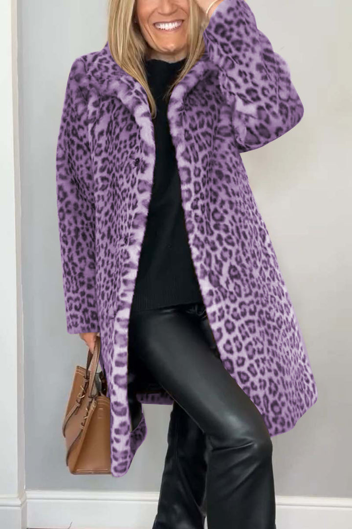 Valentina - Klassischer Damen Wintermantel Mit Leopardenmuster