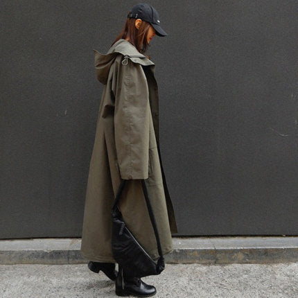 Damen Oversize-Parka mit extralangem Schnitt und großer Kapuze