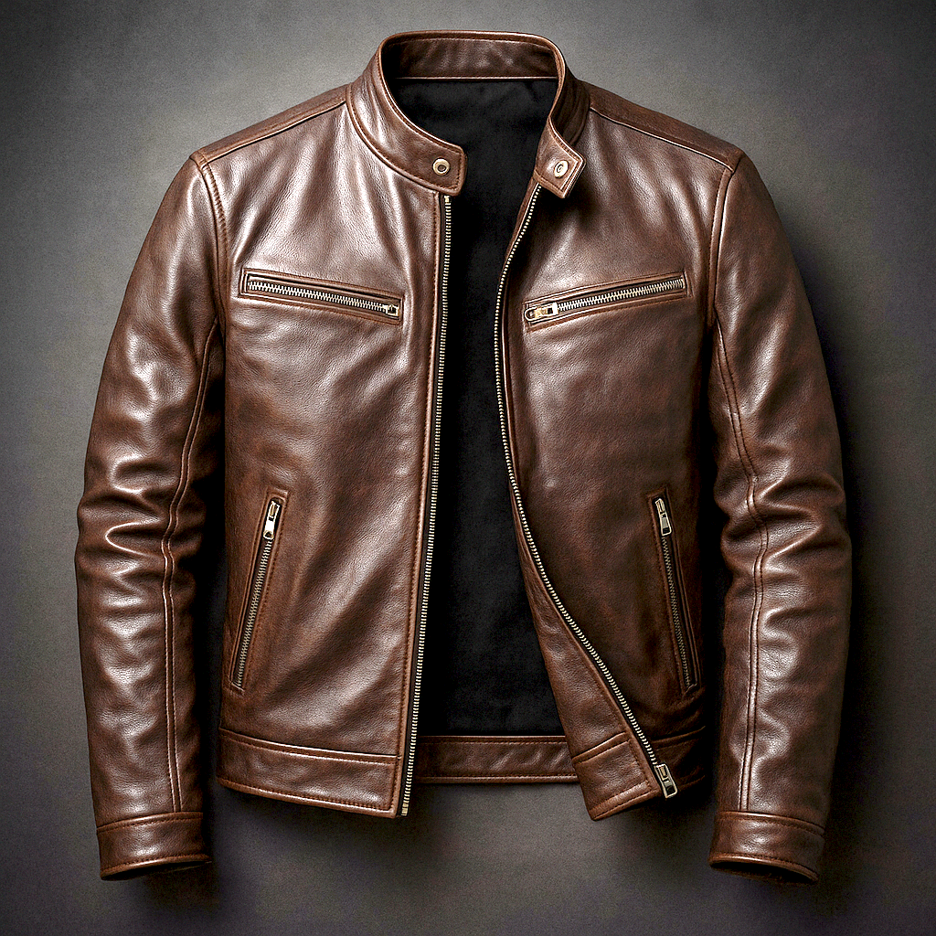 Herren Bikerjacke mit Reissverschluss und Taschen