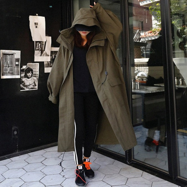 Damen Oversize-Parka mit extralangem Schnitt und großer Kapuze