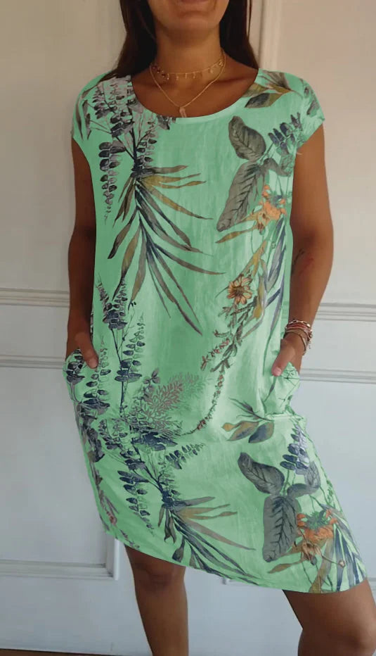 Sommerkleid für Frauen mit Taschen und lebhaftem Druck
