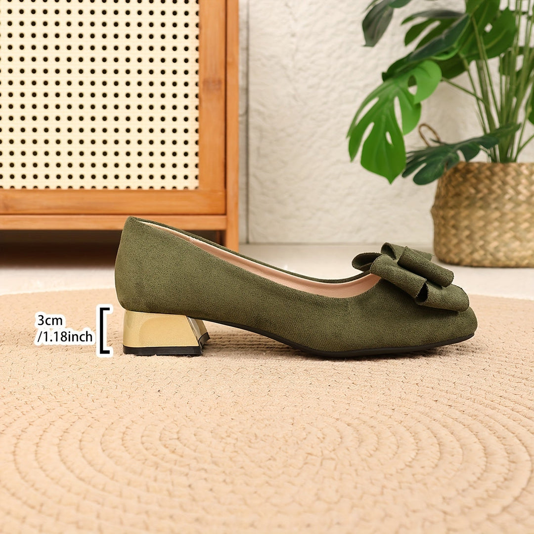 Schicke Damen-Bow-Schuhe mit stylischen dicken Absätzen