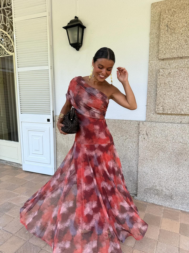 Damen One-Shoulder Maxikleid