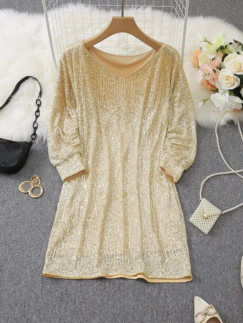 Kontrast Pailletten Partykleid