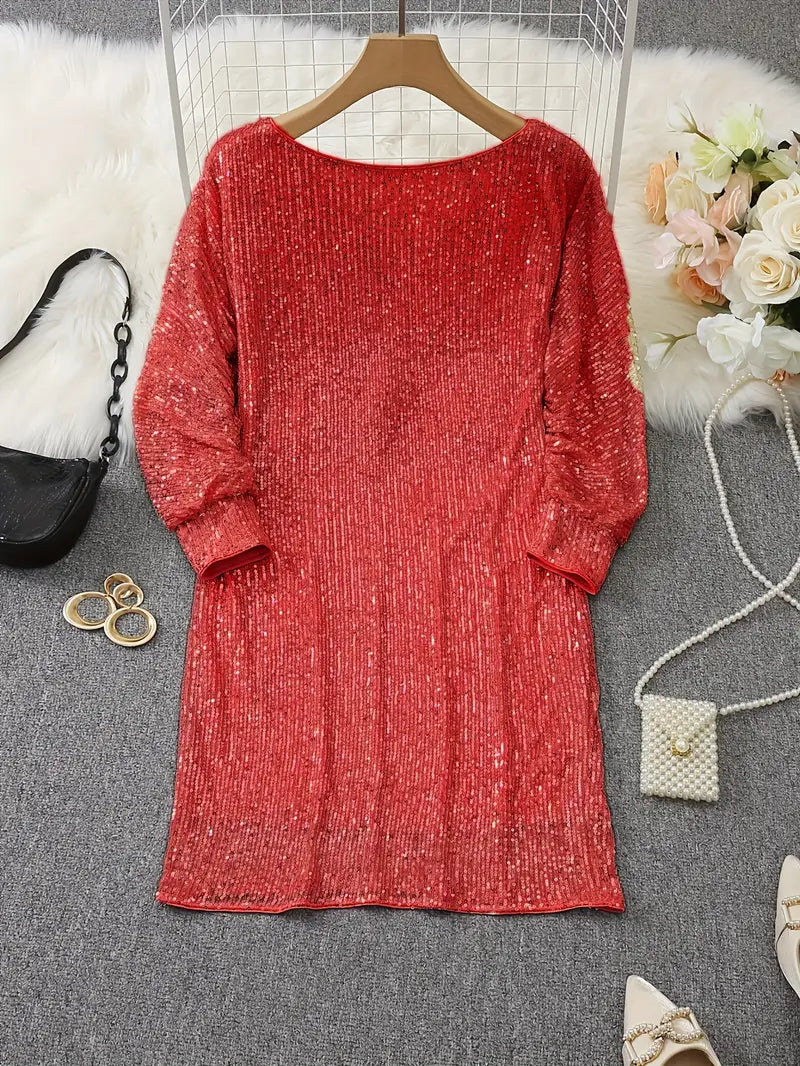 Kontrast Pailletten Partykleid