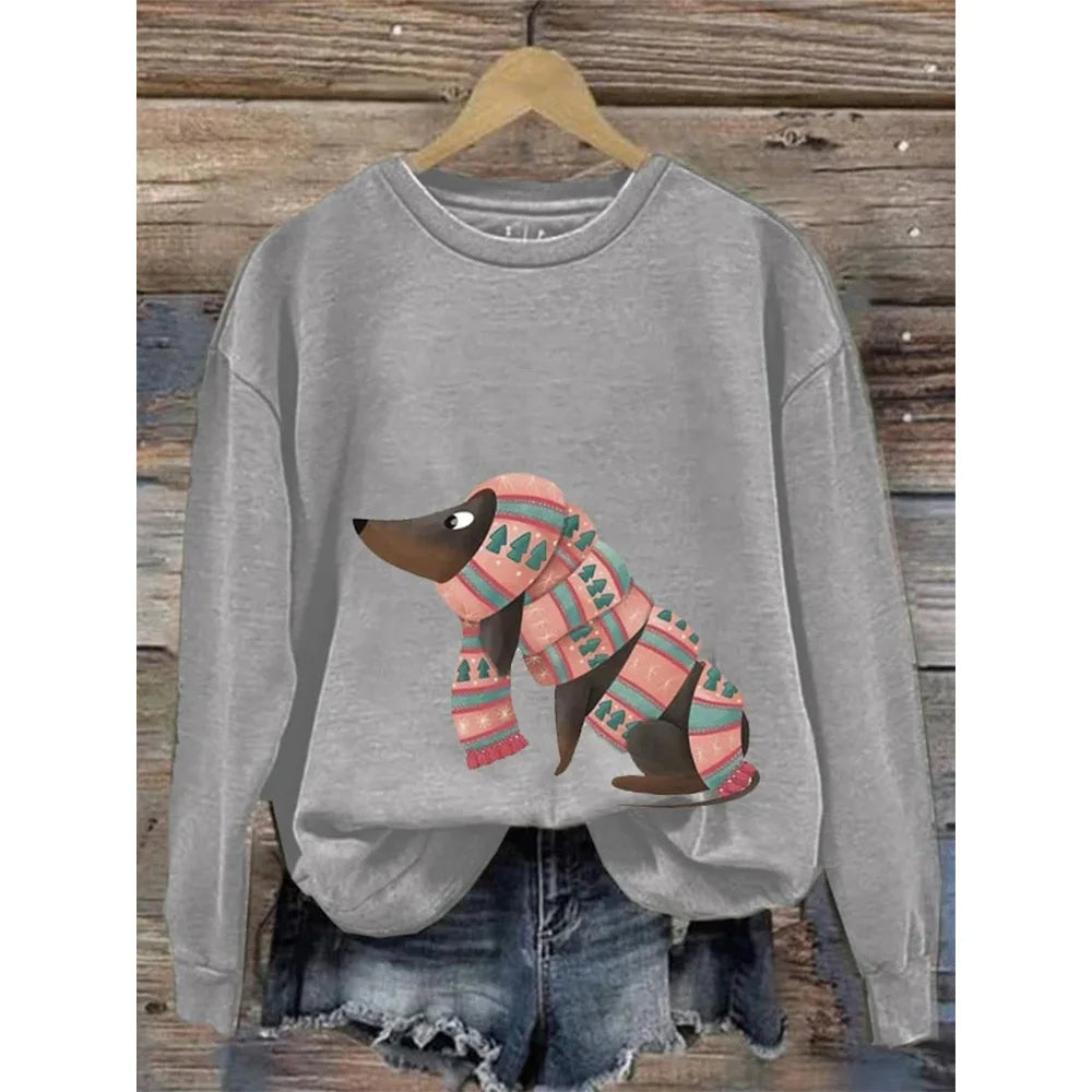Sweat-shirt pour femme à col rond et manches longues