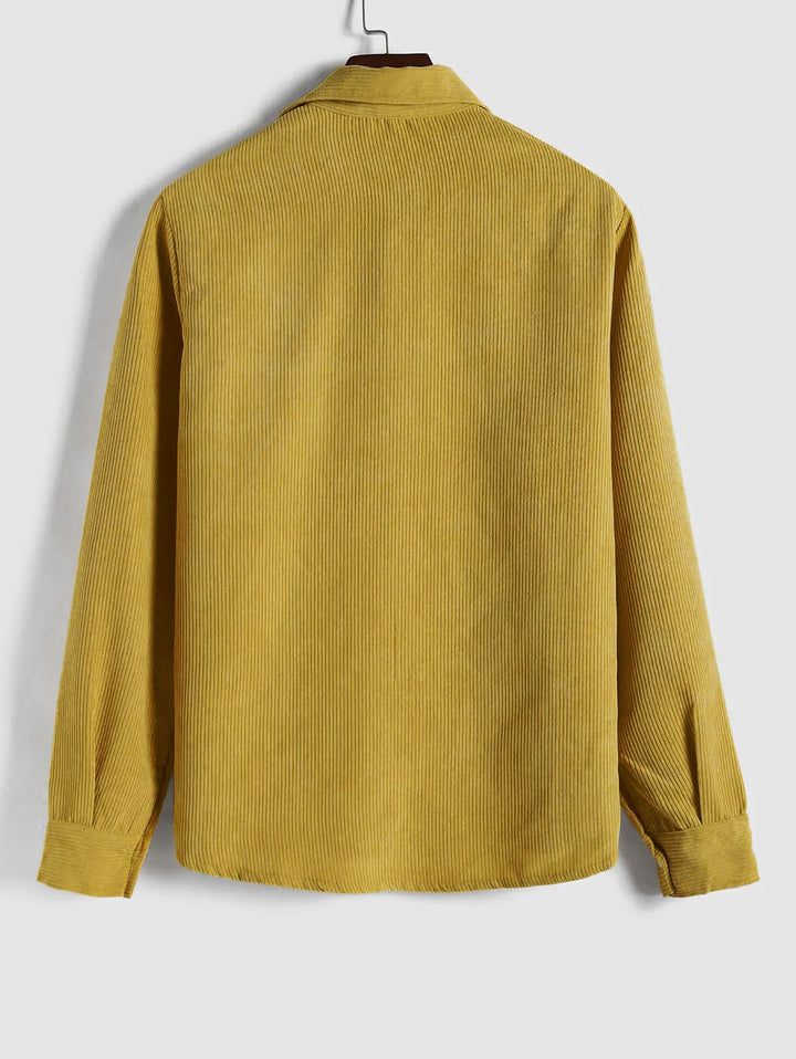 Herren Corduroy Langarmhemd mit halber Knopfleiste
