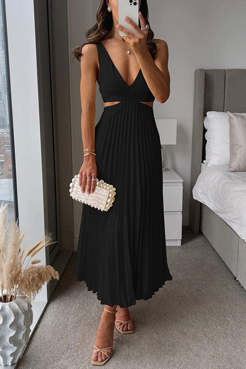 Sanne | Schickes Satin-Midi-Kleid mit eleganten Falten