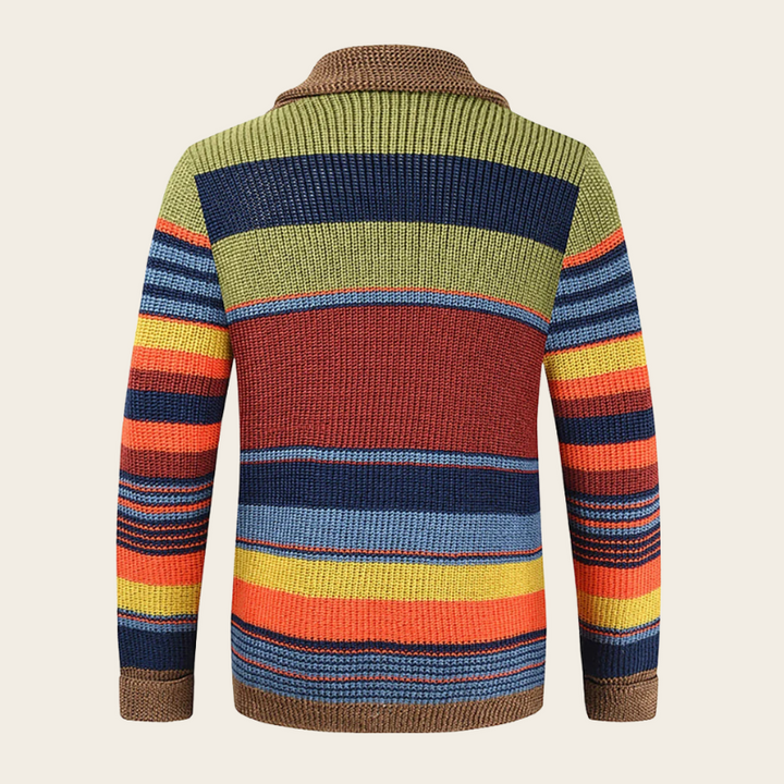 James | Herren gestreifter Cardigan mit Knöpfen