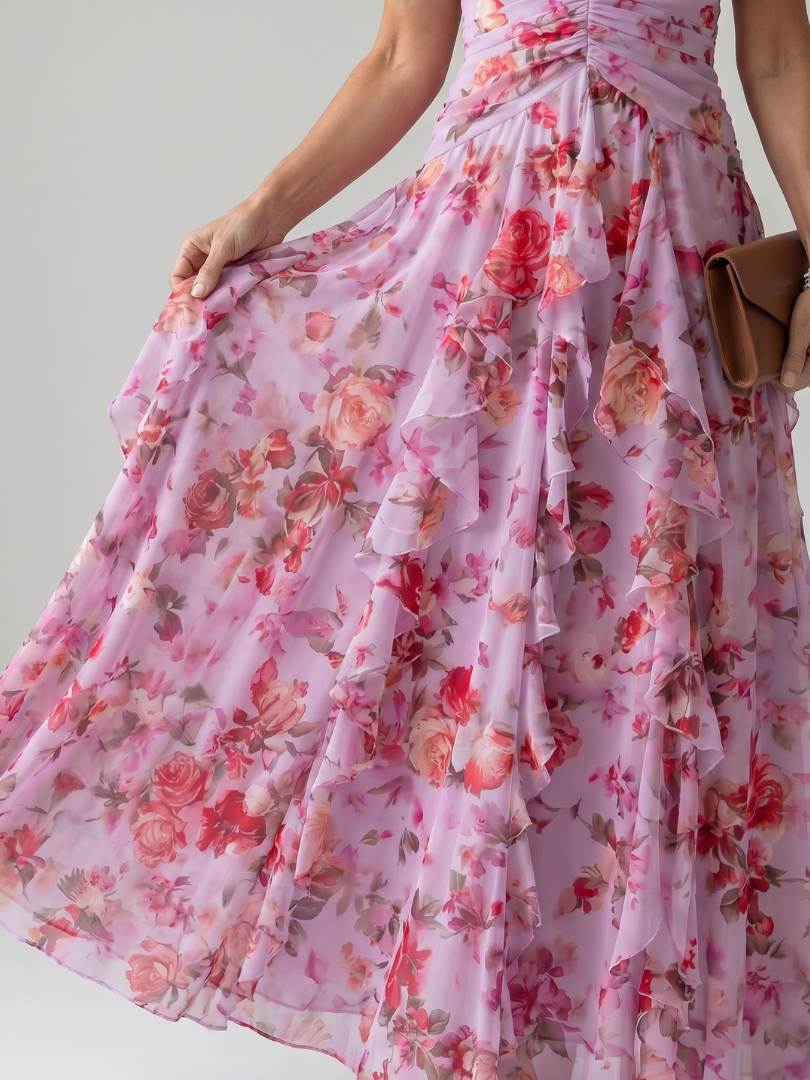Nori | Halter Neck Rüschentop Floral Maxi Kleid