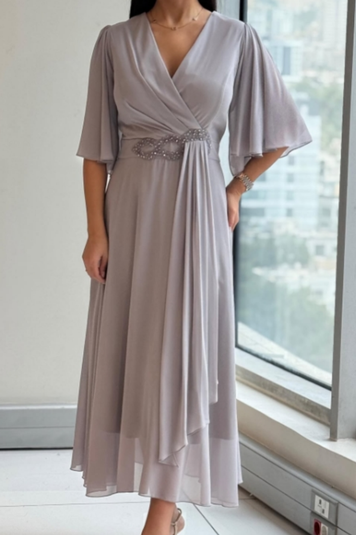 ELMA - Elegantes Midi-Kleid mit fließender Silhouette