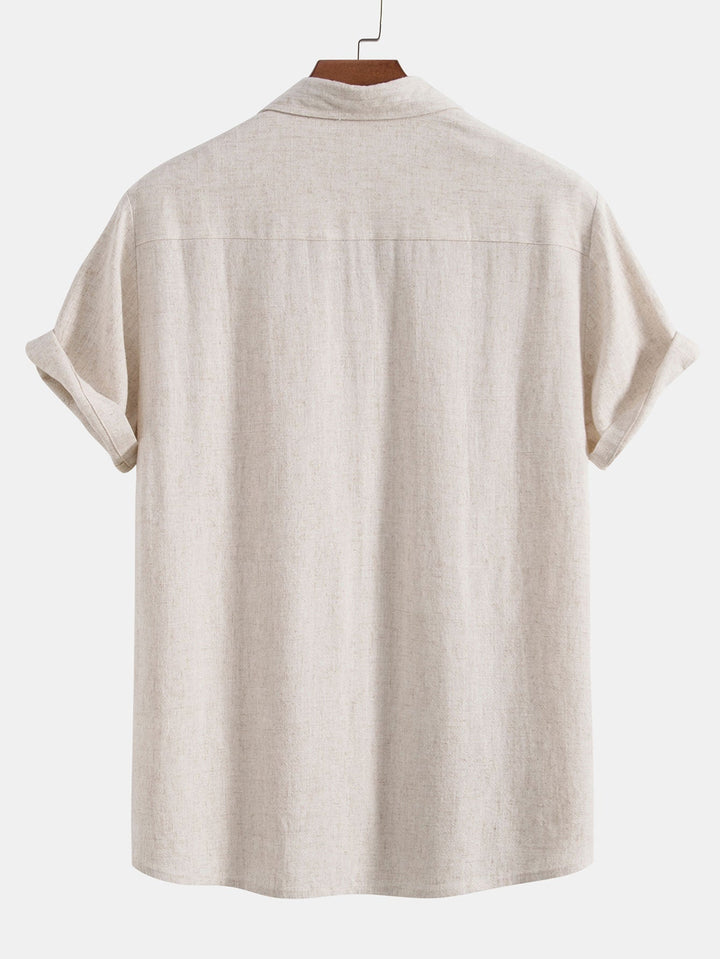 Button-Up Hemd und gerade geschnittene Hose aus Leinen-Rayon-Mischung