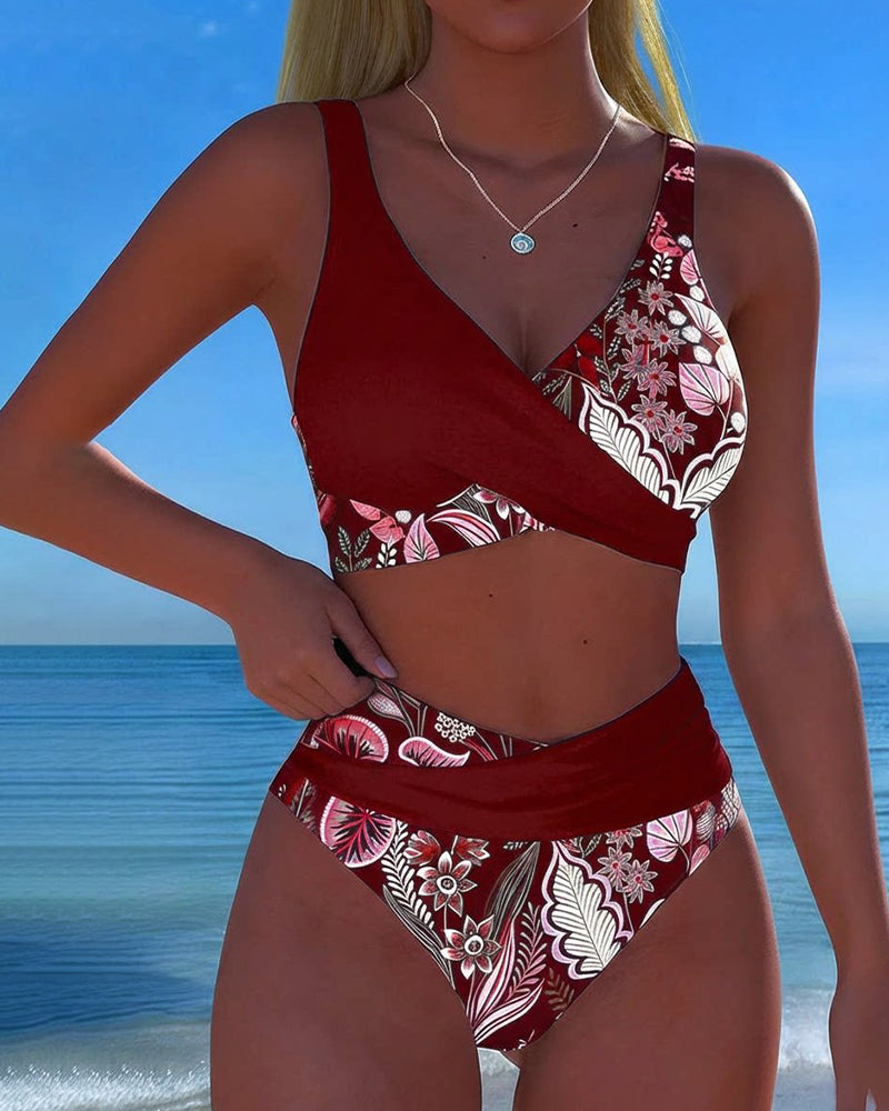 Fiorella | Damen geblümter Bikini mit V-Ausschnitt
