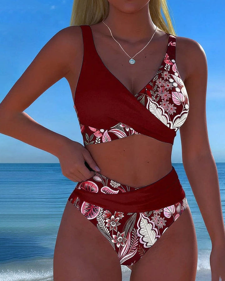 Fiorella | Damen geblümter Bikini mit V-Ausschnitt