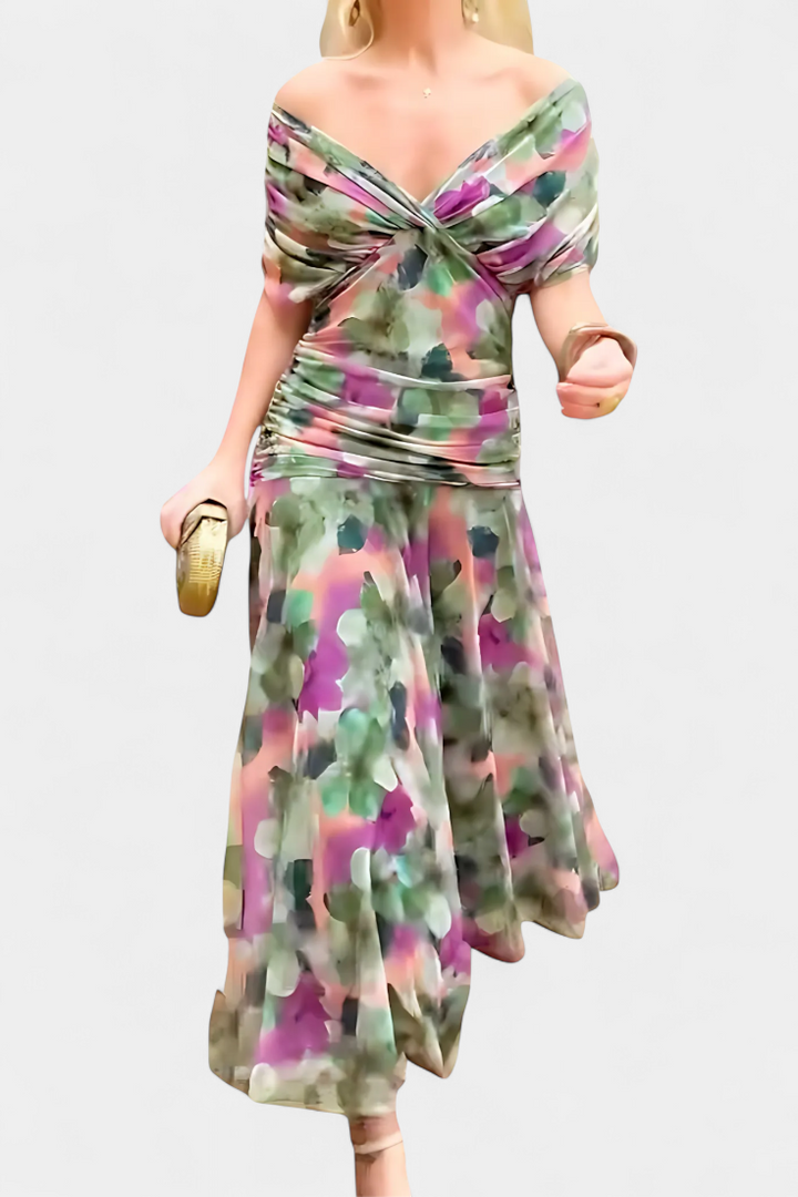 Alondra™ | V-Ausschnitt Langes Floral-Maxikleid