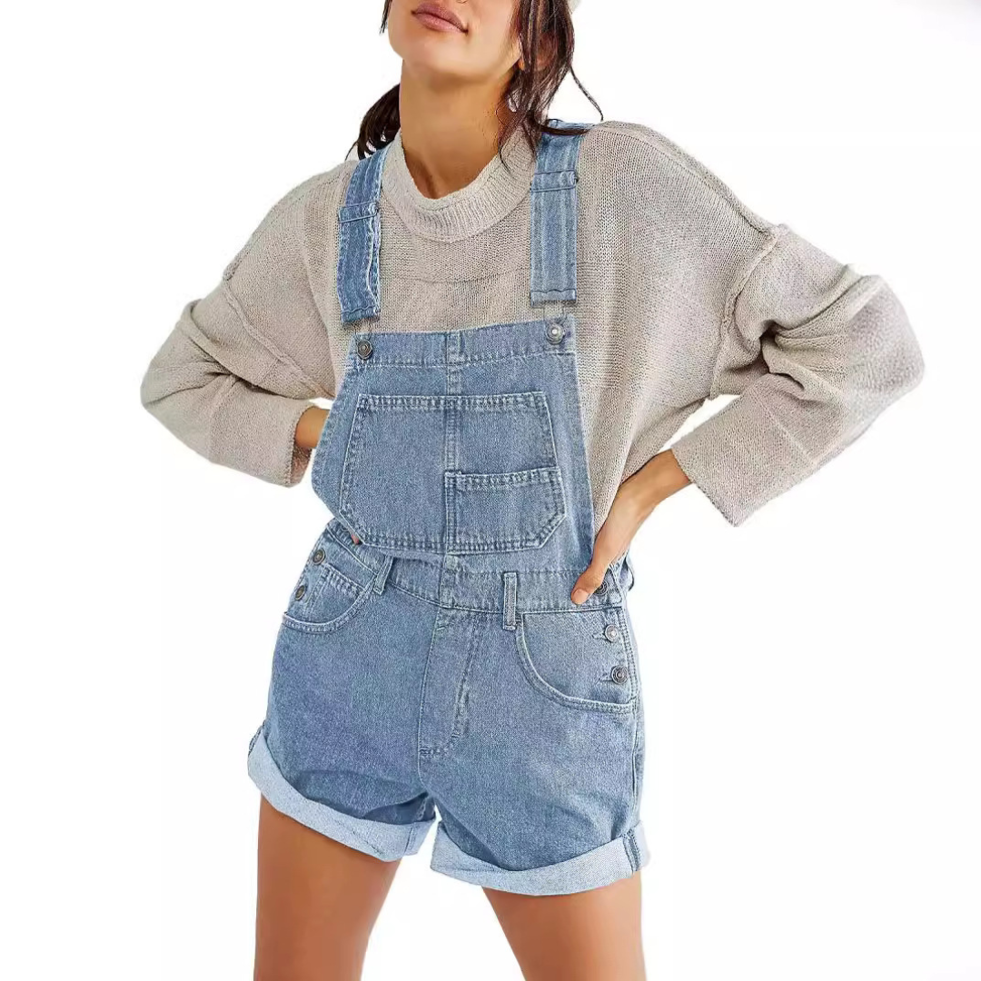 Remita™ - Vintage Verstellbare Denim Latzshorts
