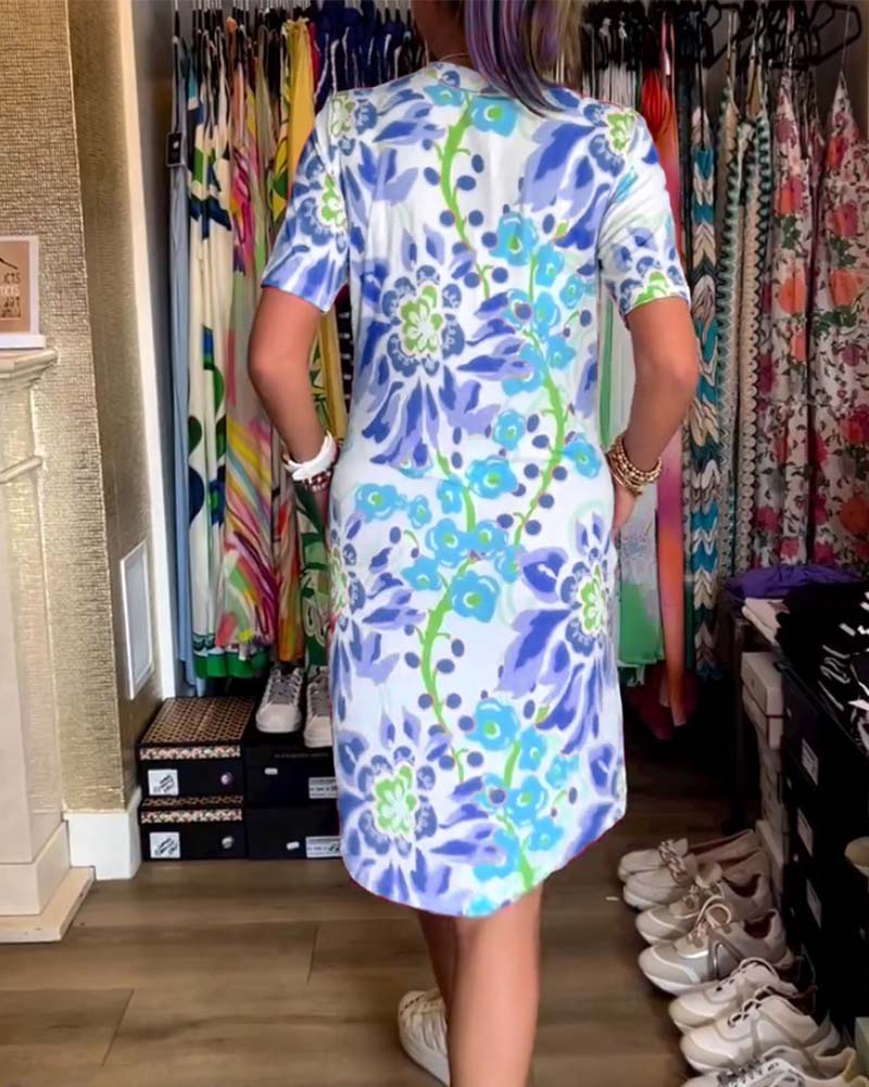 Federica™ - Kleid mit kurzen Ärmeln und floralem Druck