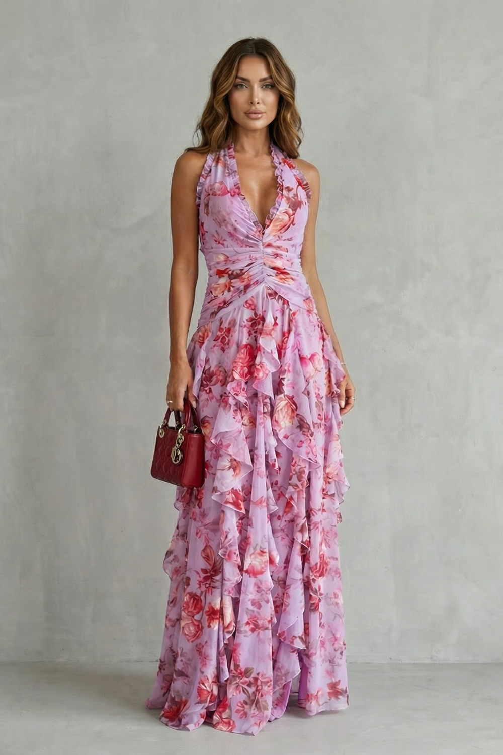 Belladina | Damen Floral Maxi Kleid mit Rüschen