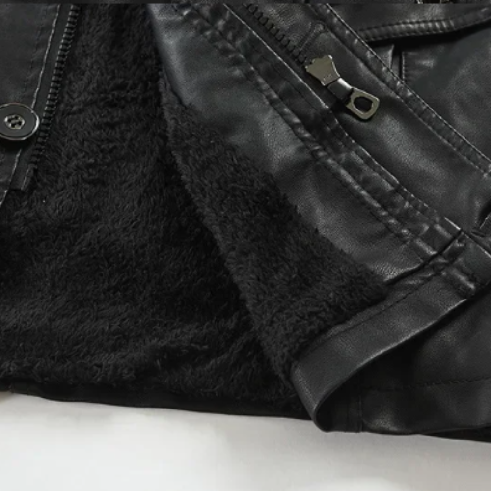 Elegante Lange Leder Bikerjacke