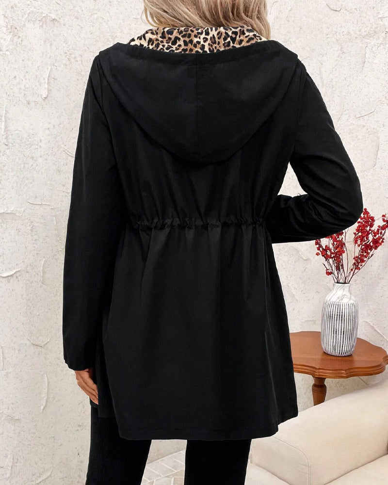 Leopardenmuster Wendbare Kapuzenjacke