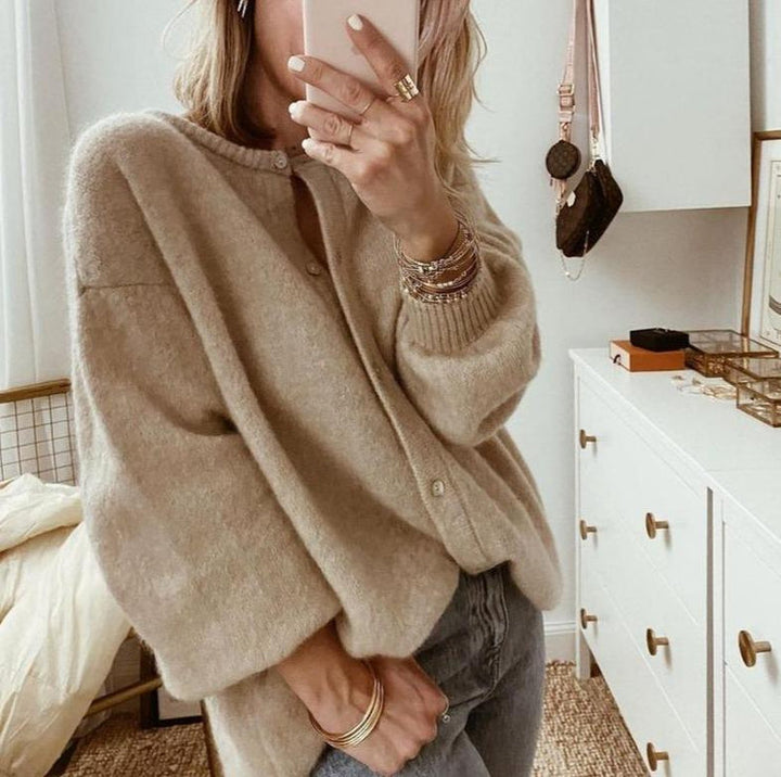Cardigan boutonné à manches longues pour femme