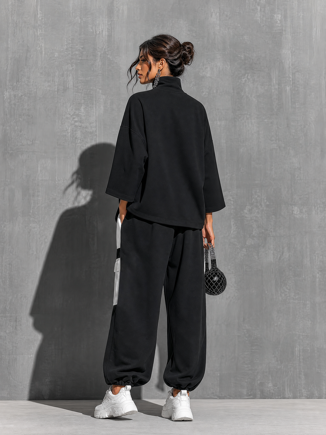 Women’s Sweatshirt & Cargo Jogger Pants Set with Pockets