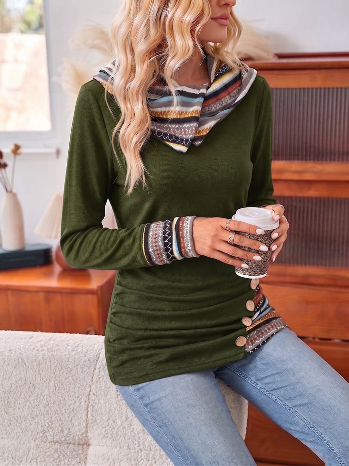 Opal | Damen Top mit Knöpfen und langen Ärmeln