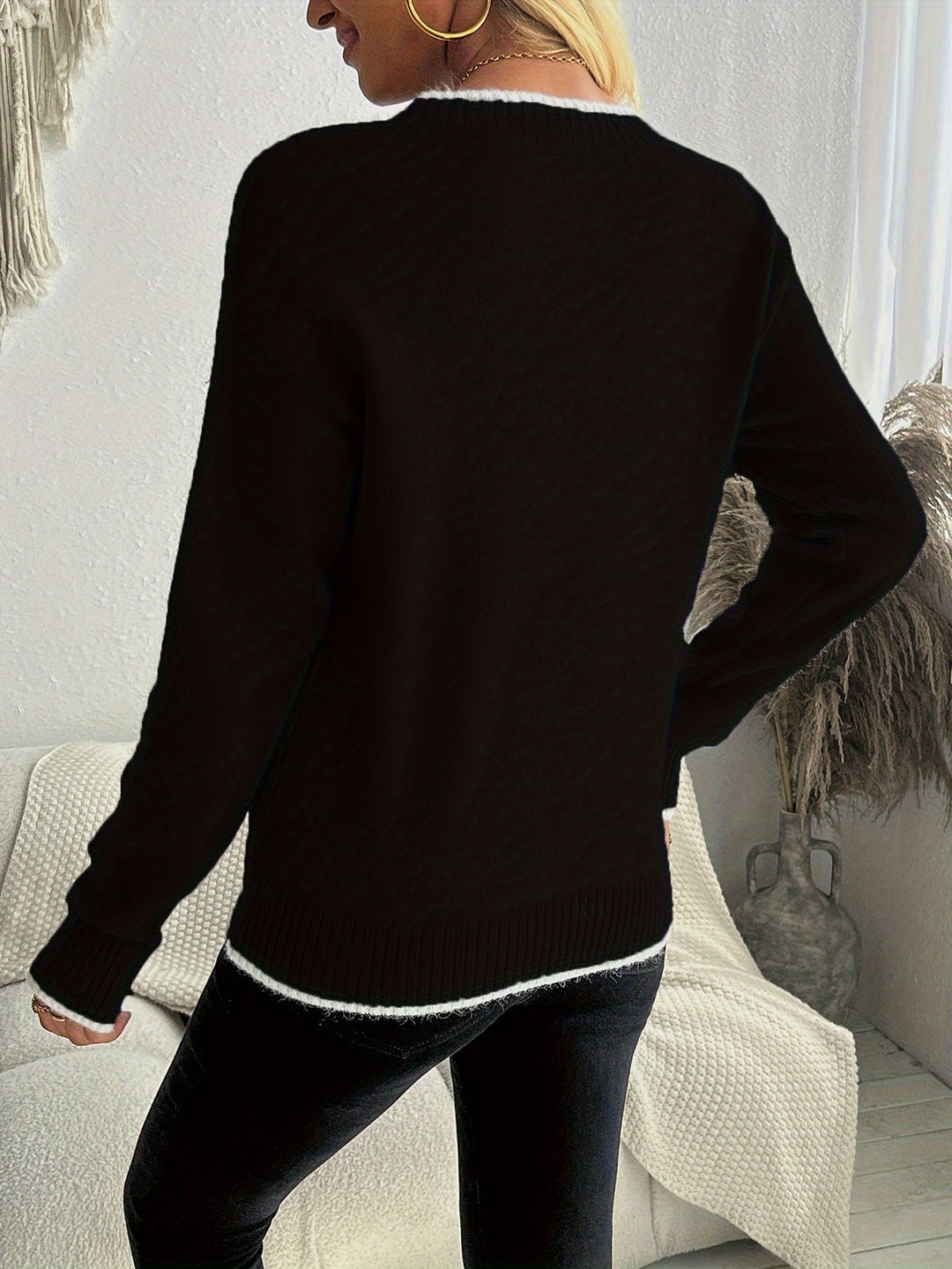 Emma | Damen Pullover mit Rundhalsausschnitt und langen Ärmeln