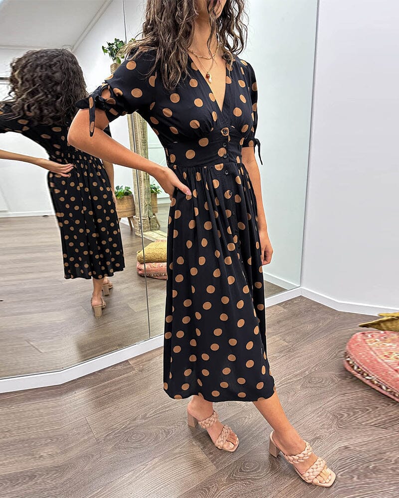 Bellamy - V-Ausschnitt Kleid mit Pünktchen