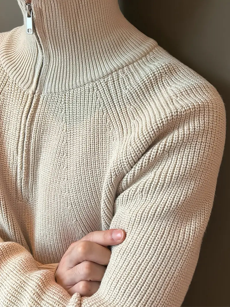 Brit & Boho™️ | Ethan Klassischer Strick-Zipper