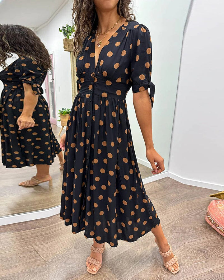 Bellamy - V-Ausschnitt Kleid mit Pünktchen