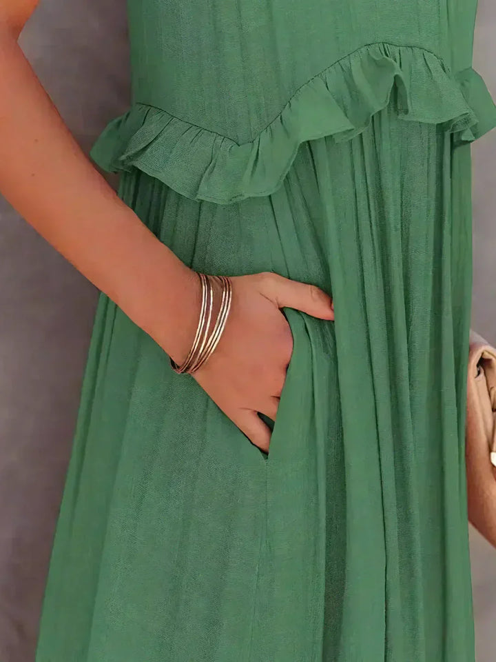 Sarah | Halter Rüsch Maxi Kleid (Fast ausverkauft)