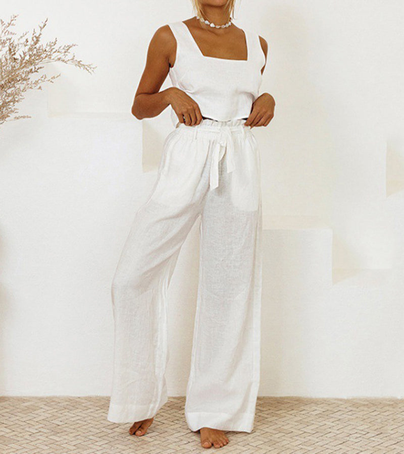 Milena - Minimalistisches Top und weite Hose Set
