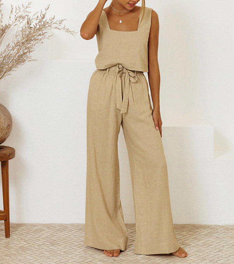 Milena - Minimalistisches Top und weite Hose Set