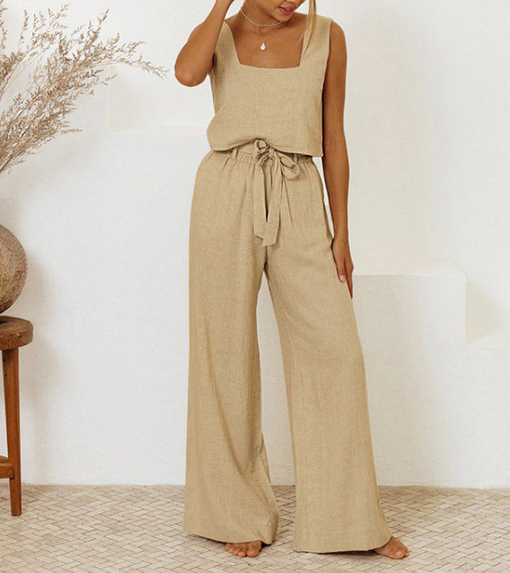 Milena - Minimalistisches Top und weite Hose Set
