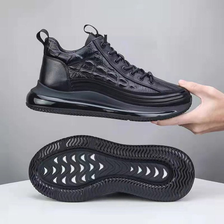 Herren Sneakers mit Krokodil-Prägung und Schnürung