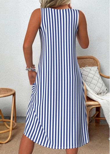 Heidi™ - Ärmelloses gestreiftes Sommerkleid mit Bauchbedeckung