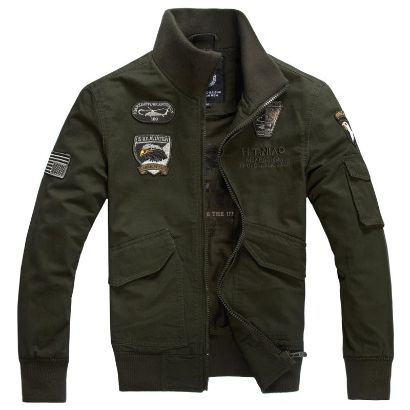 Herren Langarmjacke im Militärstil mit Taschen